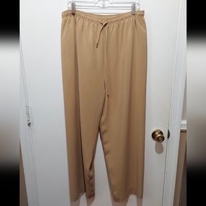 LEILEI tan silk drawstring pants large